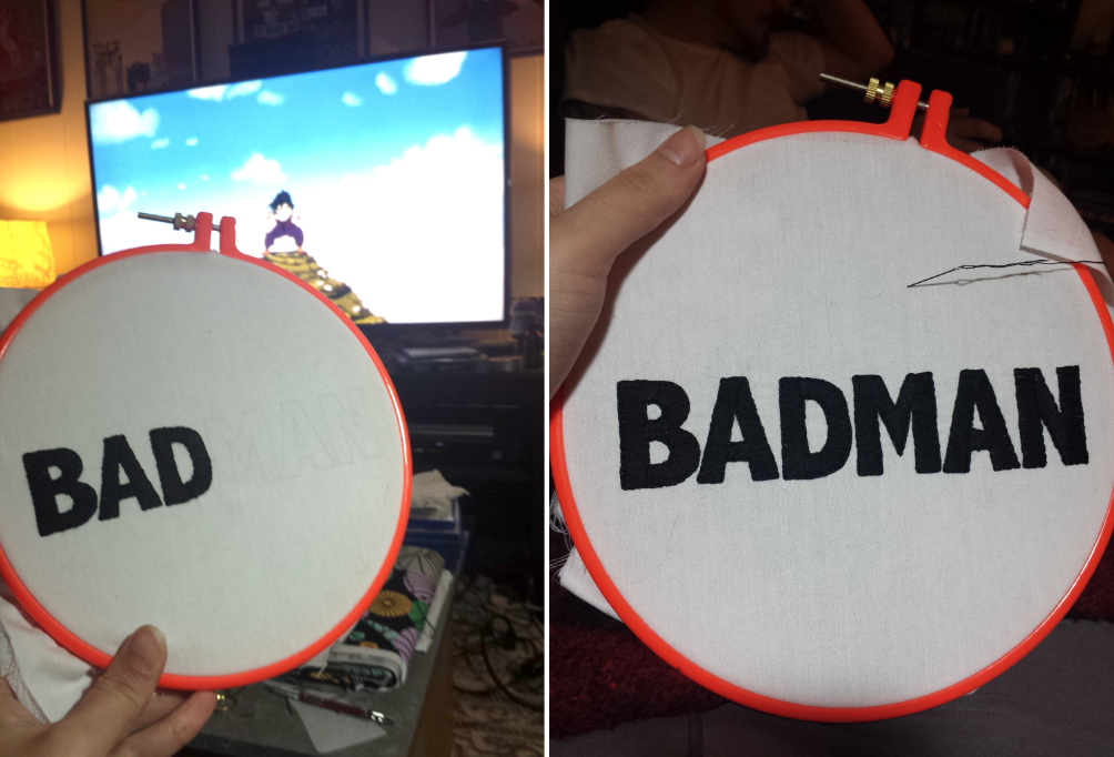 embroidery in progress